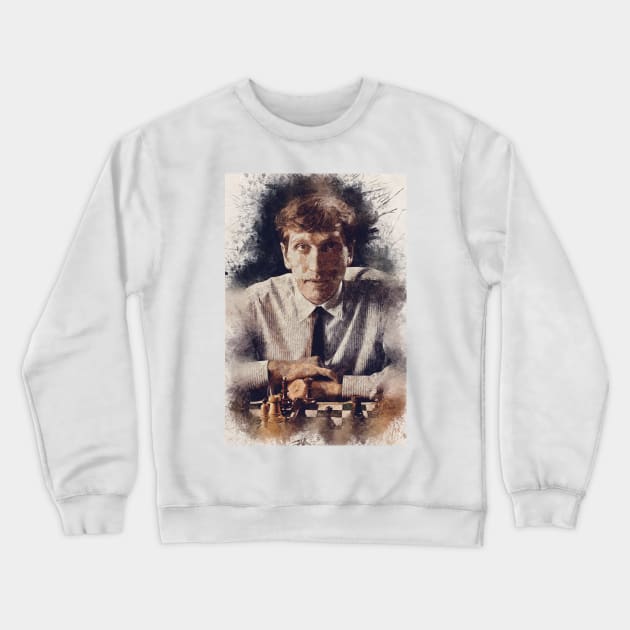 Bobby Fischer ✪ A TRIBUTE to The Legend ✪ Aesthetic Portrait of a chess master Crewneck Sweatshirt by Naumovski